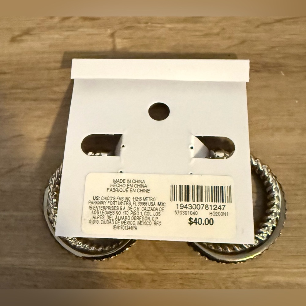 White House Black Market Swarovski Crystal Hoop Earrings — New w/ Tags - Picture 2 of 9